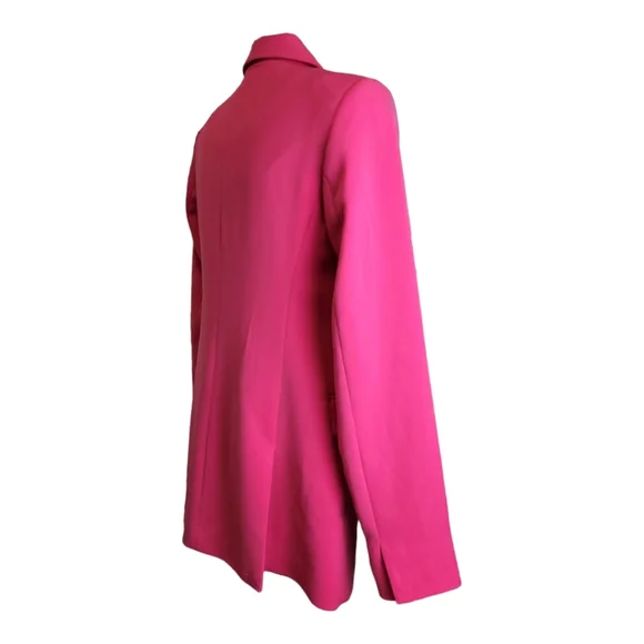 Nine West 80's hot pink fuchsia oversized Barbie Blazer jacket shoulder pads 4 - Picture 15 of 17